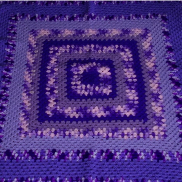 Granny Square Crochet Afghan Blanket Throw Purple - Picture 3 of 4